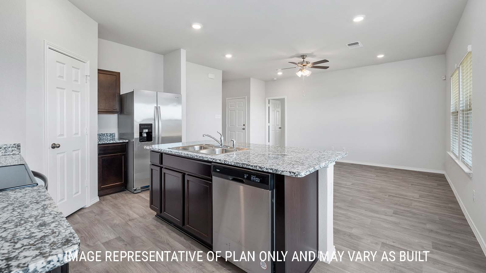 Ashburn kitchen with center kitchen island with granite countertops.