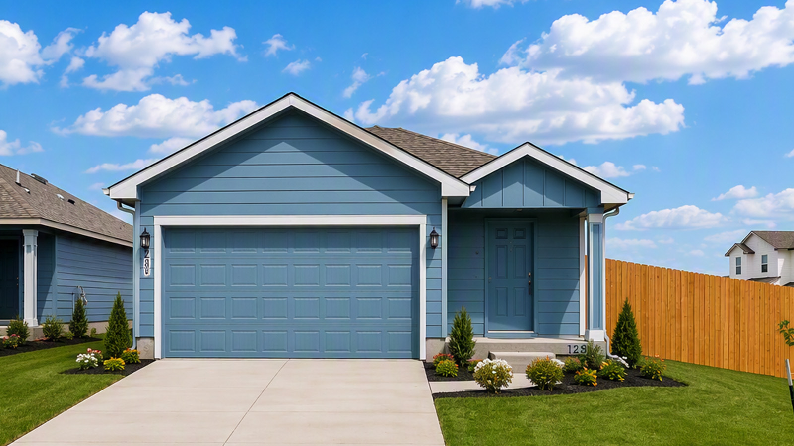 Caprock Front Exterior with landscaping.