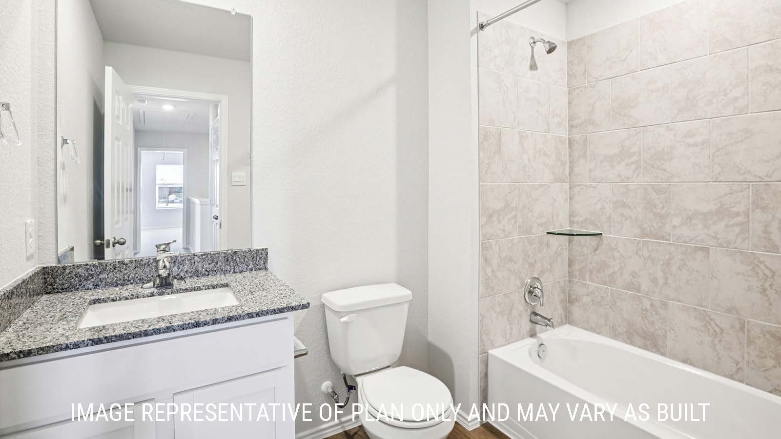 Franklin secondary bathroom with vanity sink and shower and tub combo.