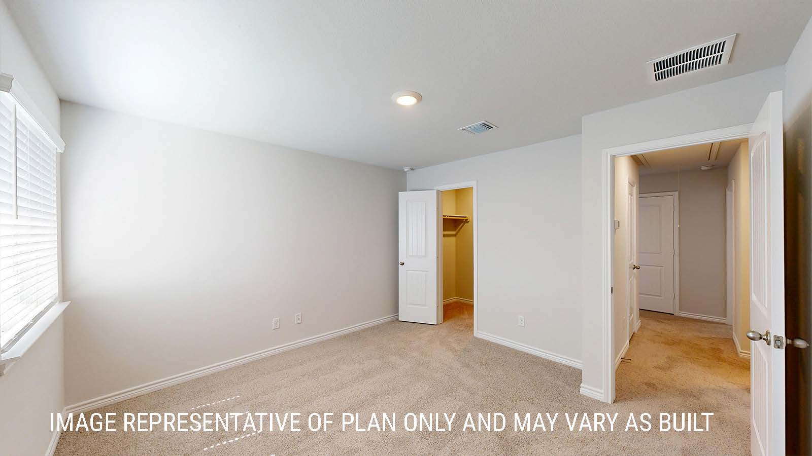 Sonoma secondary bedroom with carpeted flooring and window for lighting.