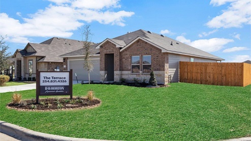 Lake Pointe Terrace model home front exterior elevation.