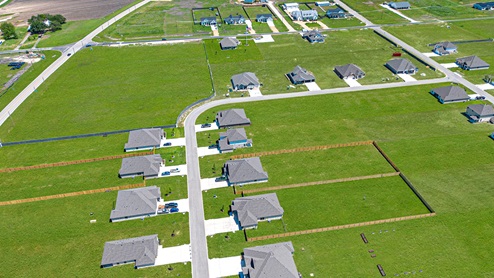 Sterling Meadows community exterior from drone view.