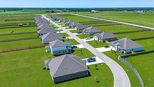 Sterling Meadows community exterior from drone view.
