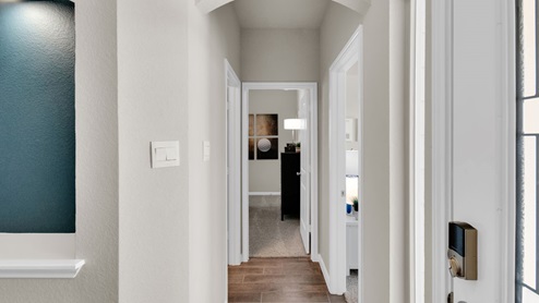 Sterling Meadows model home entry view of secondary bedroom.