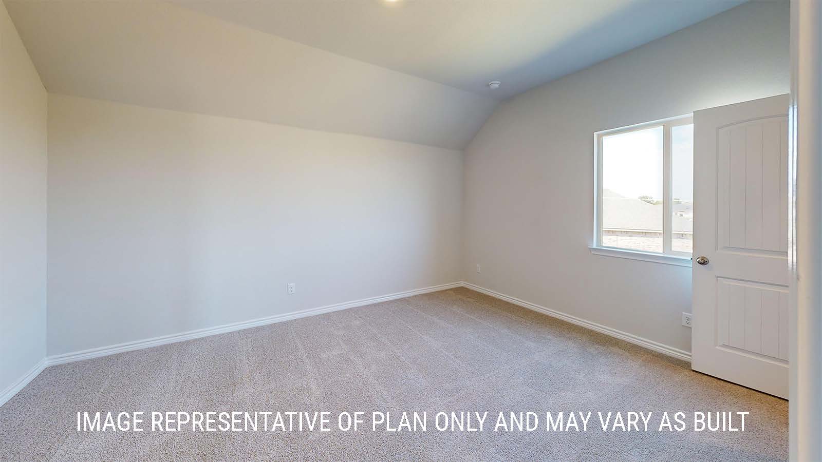Newburgh secondary bedroom with carpeted flooring and window for lighting.