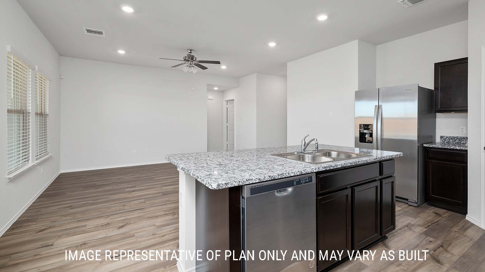 Bellvue kitchen with center kithcen island with granite countertops.