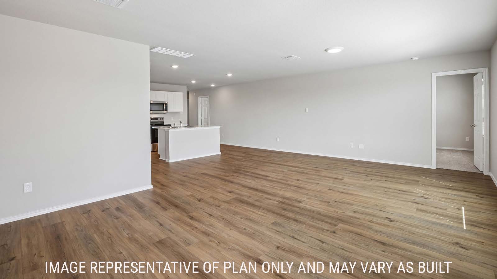 Archer dining room with view of open concept living room and kitchen with view of primary bedroom.