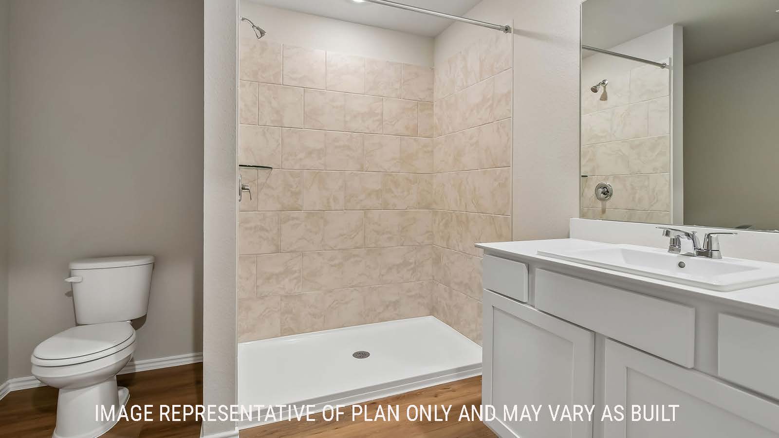 Austin primary bathroom with vanity sink and walk-in shower.