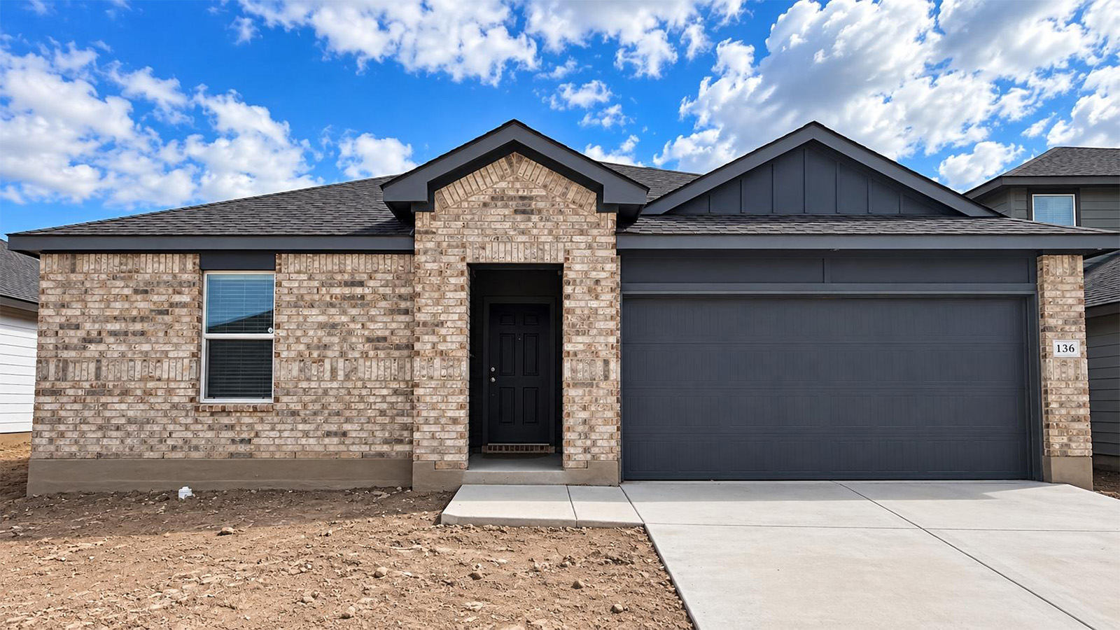 Baird Front Exterior B Elevation with Brick.