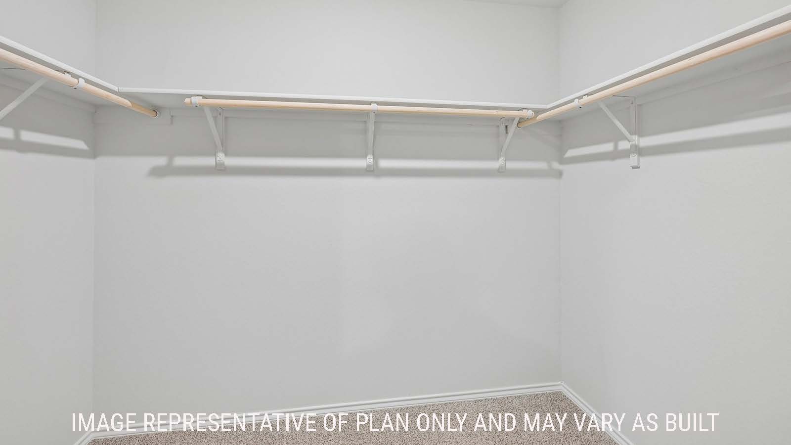 Baird primary bedroom walk-in closet with carpeted flooring and shelving for storage.