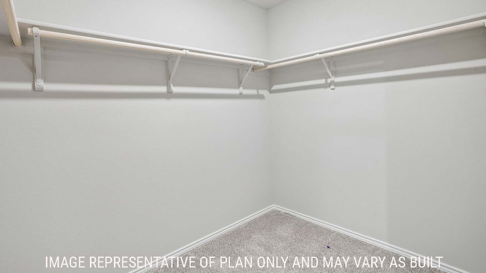 Cooper primary bedroom closet with carpeted flooring and shelving for storage.