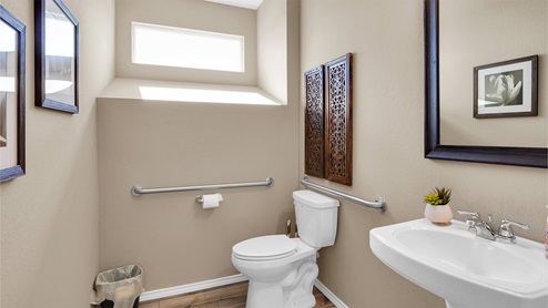 Turnbo Ranch Traditions half bathroom sink and mirror.