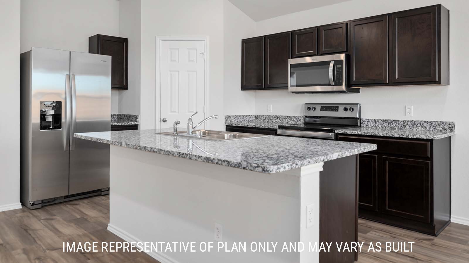 Bellvue kitchen with center kithcen island with granite countertops.