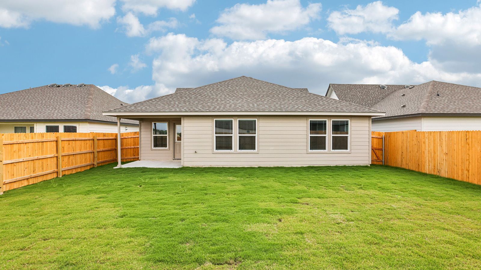 Texas Cali Rear Exterior F Elevation with Brick.