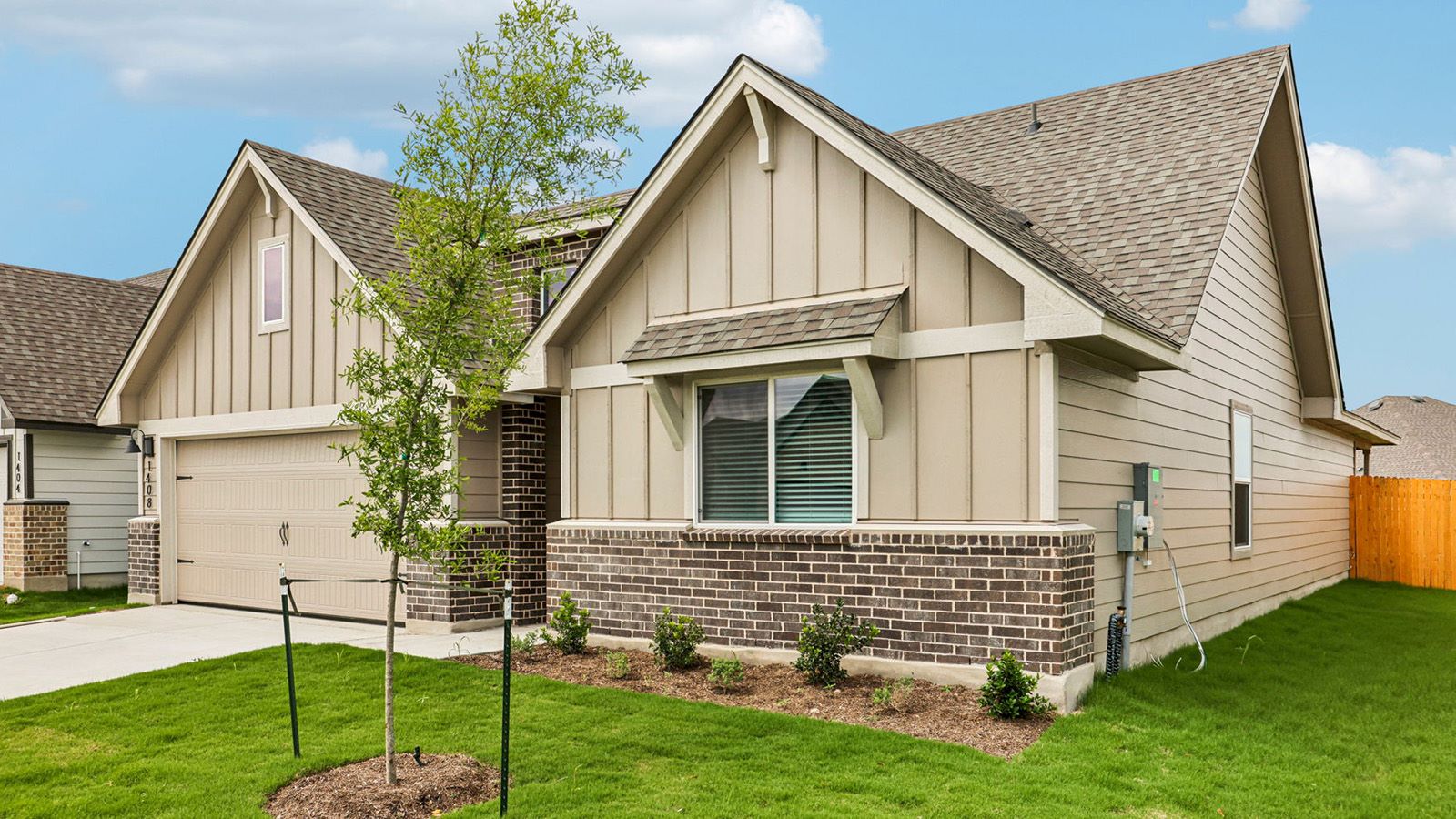 Texas Cali Front Exterior F Elevation with Brick.