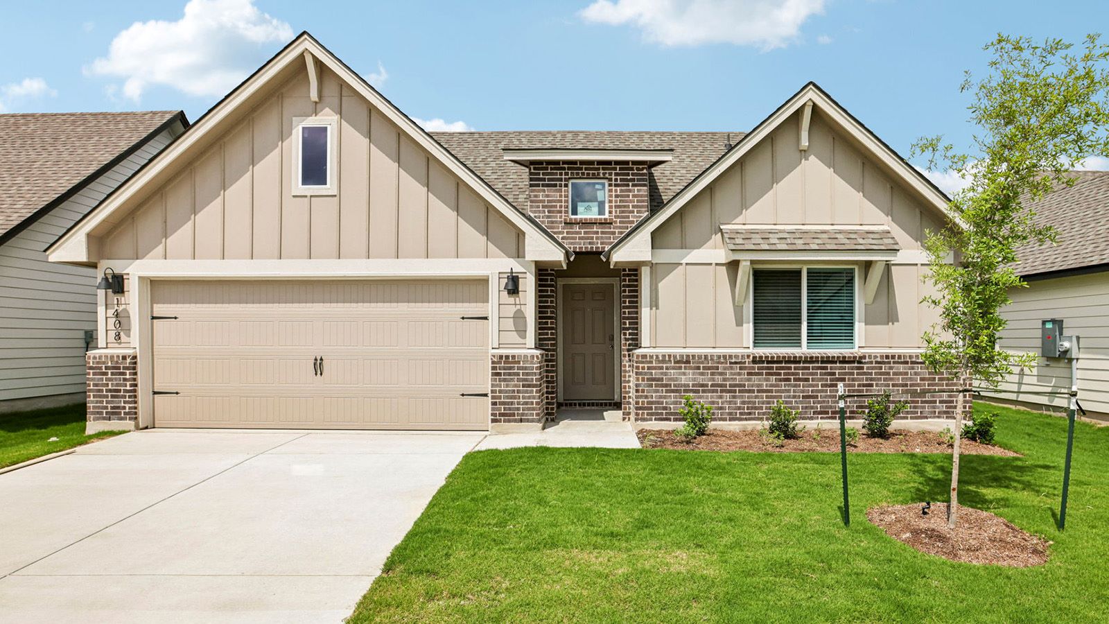 Texas Cali Front Exterior F Elevation with Brick.