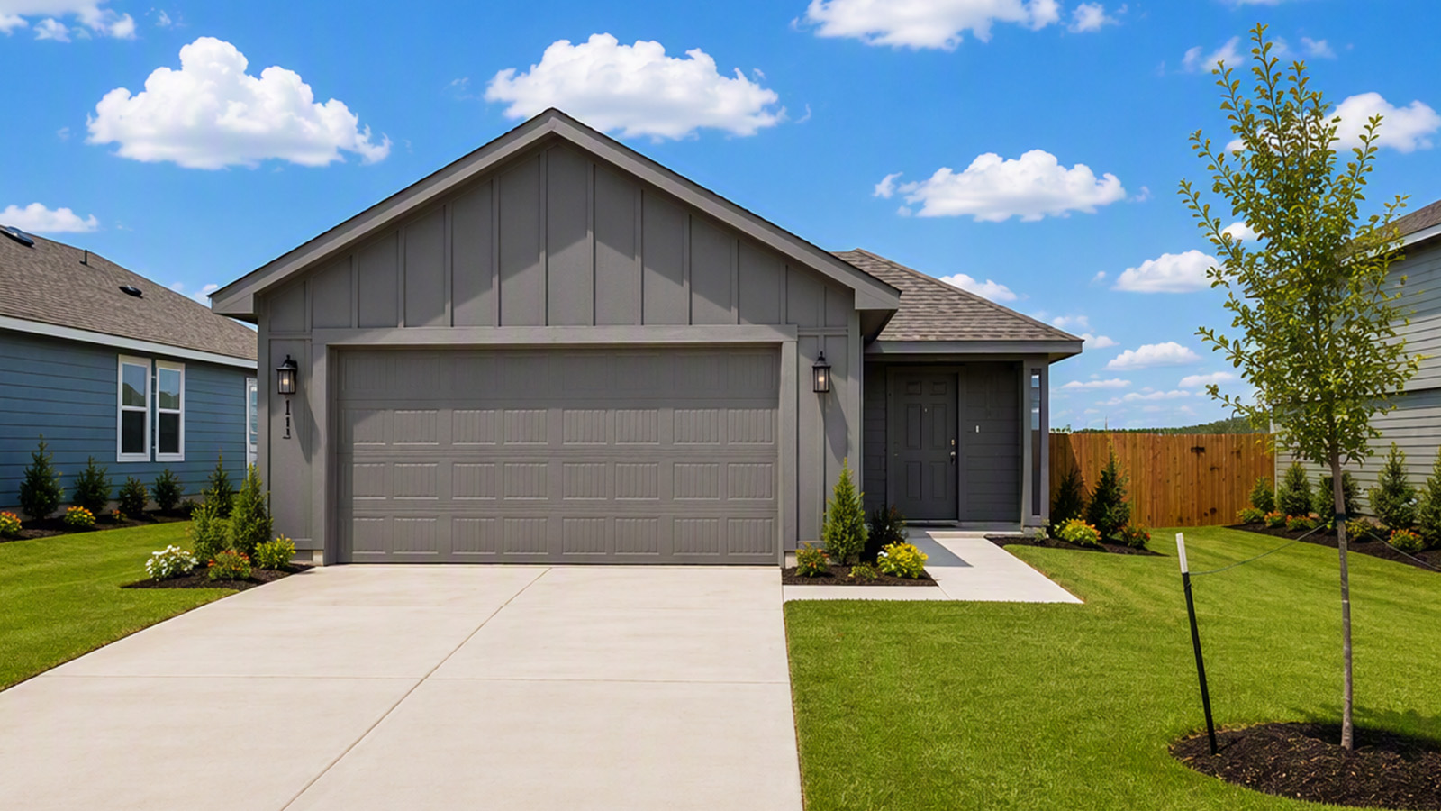 Barton Front Exterior with landscaping.