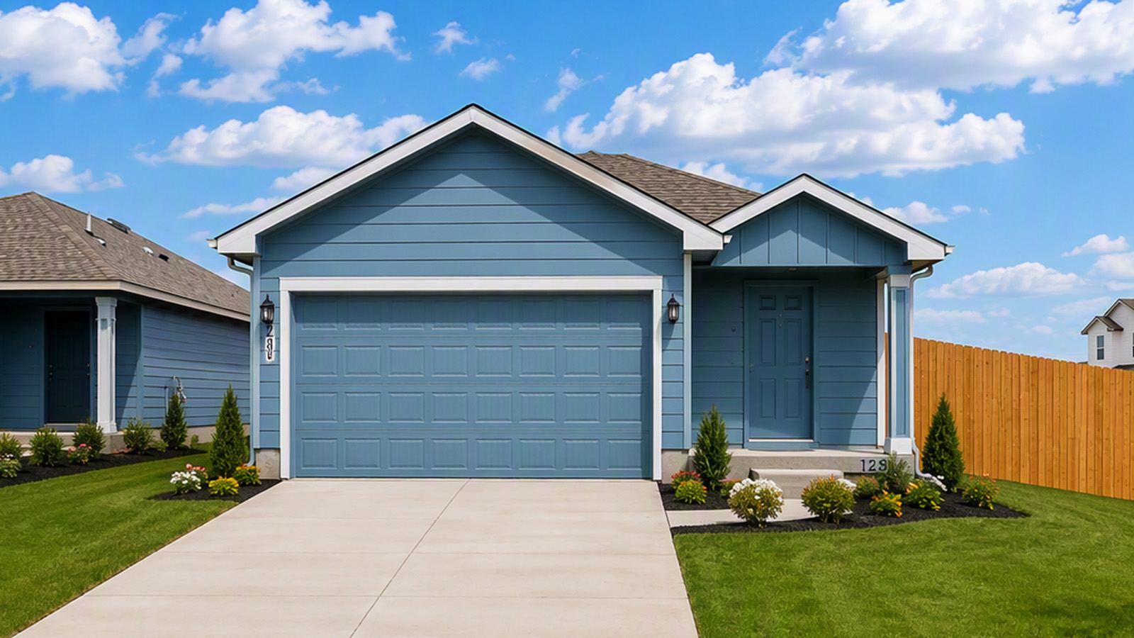 Caprock Front Exterior with landscaping.
