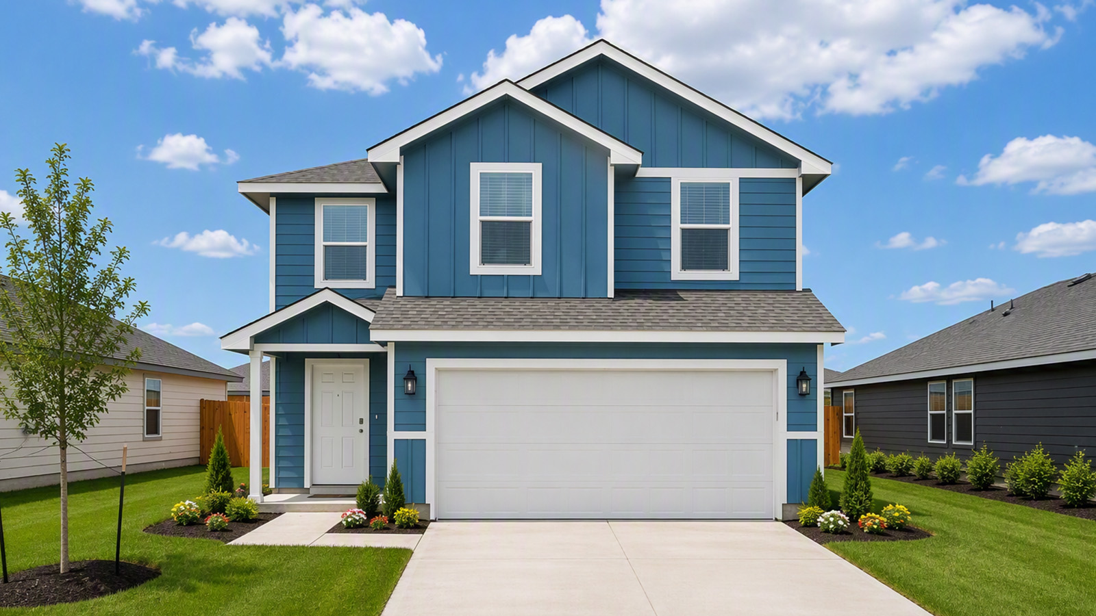 Davis Front Exterior with landscaping.