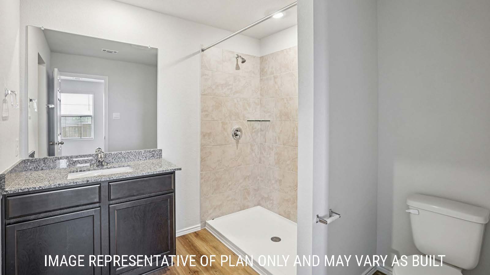 Barton primary bathroom with vanity sink and walk-in shower.