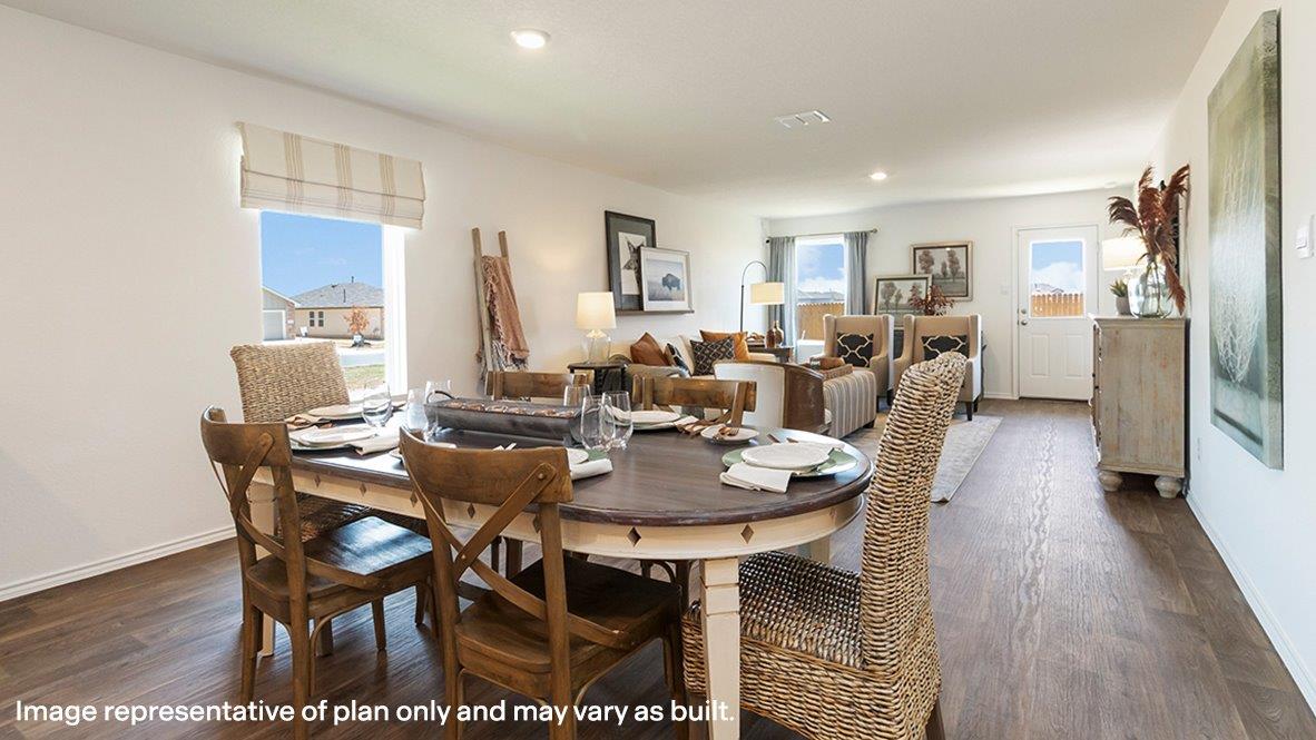 Estero dining room open concept with view of living room.