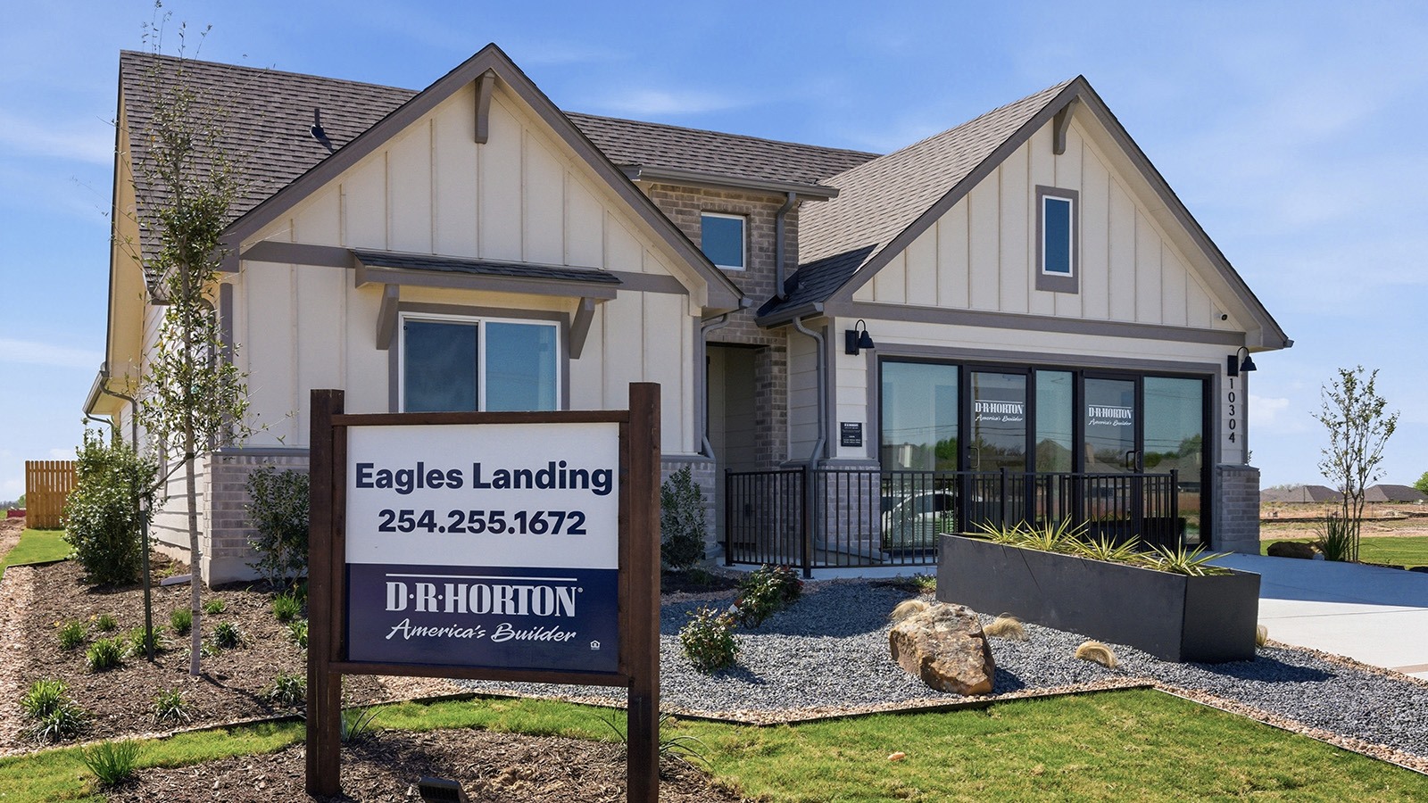 Eagles Landing Model Home Texas Cali Front Exterior F Elevation with Brick.