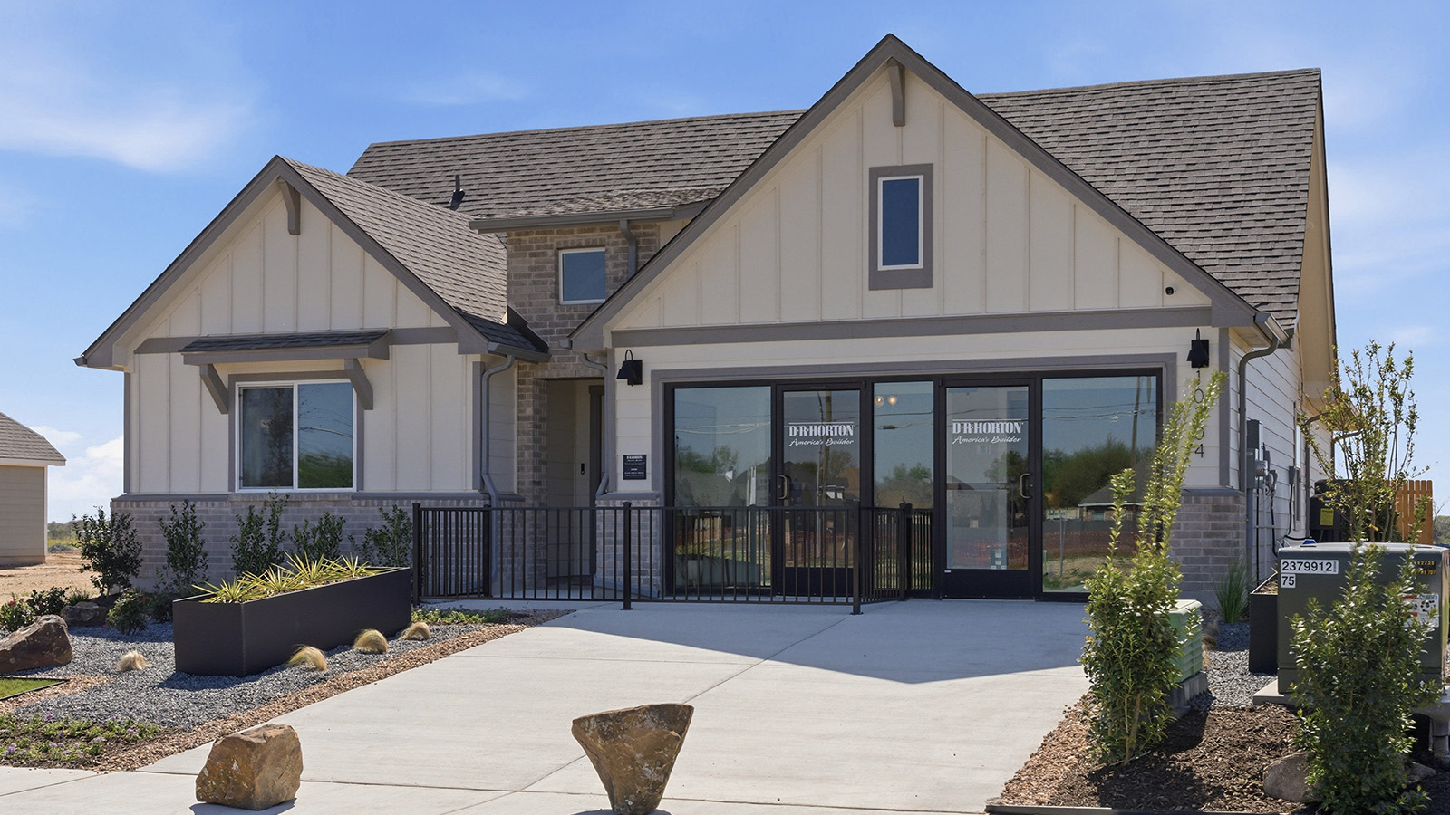 Eagles Landing Model Home Texas Cali Front Exterior F Elevation with Brick.