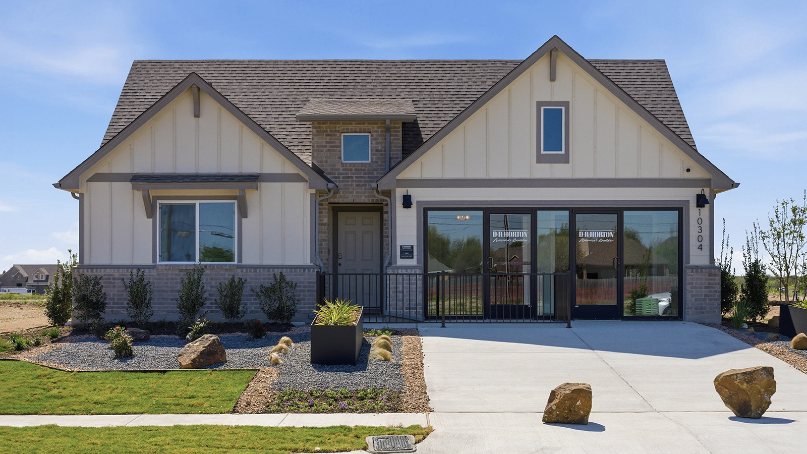 Eagles Landing Model Home Texas Cali Front Exterior F Elevation with Brick.