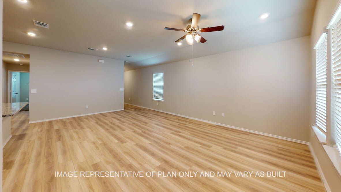 Camden living and dining room with vinyl plank flooring.