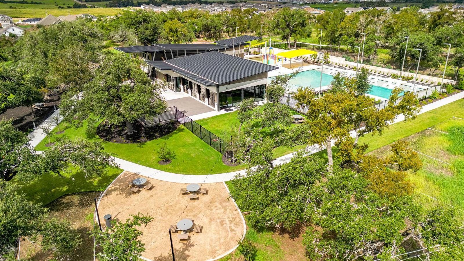 Cool Water Model Home Amenity Ariel Exterior View.