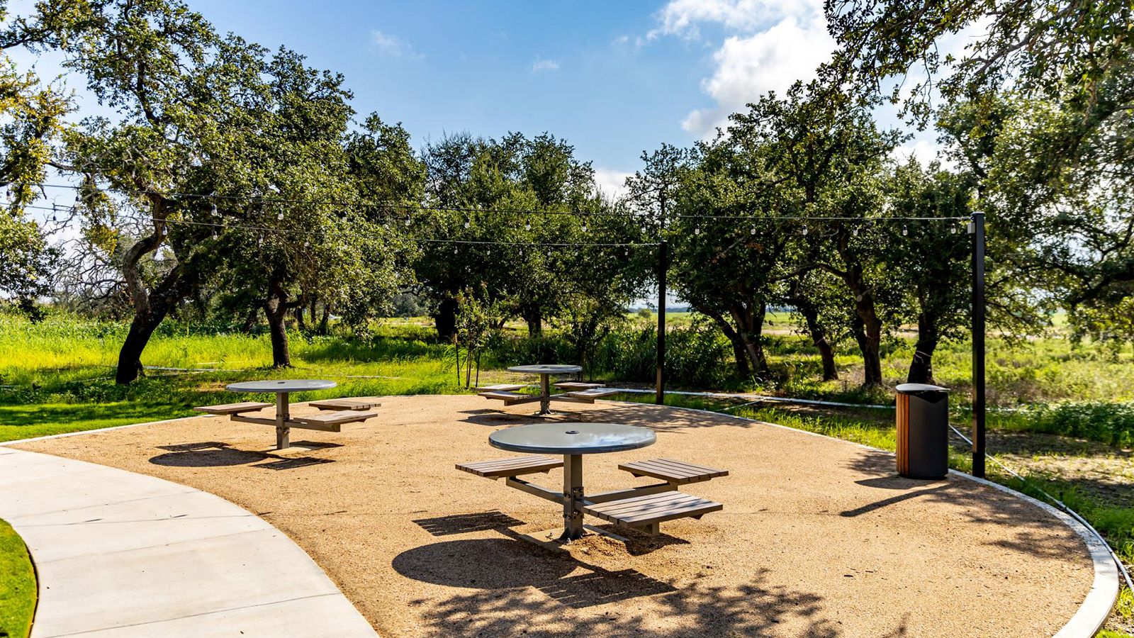 Cool Water Model Home Amenity Exterior Bench Tables.