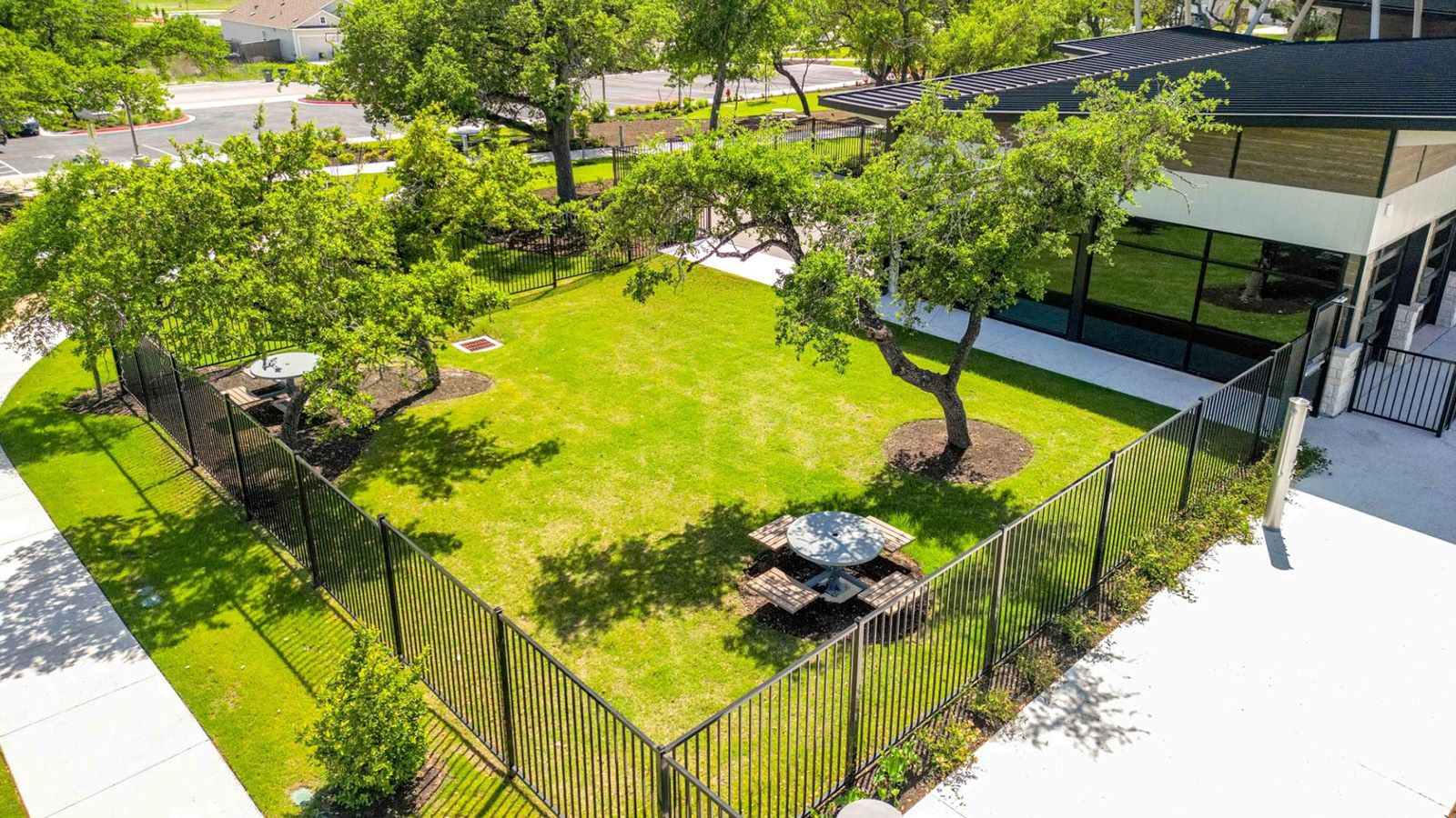 Cool Water Model Home Amenity Exterior Bench Tables.