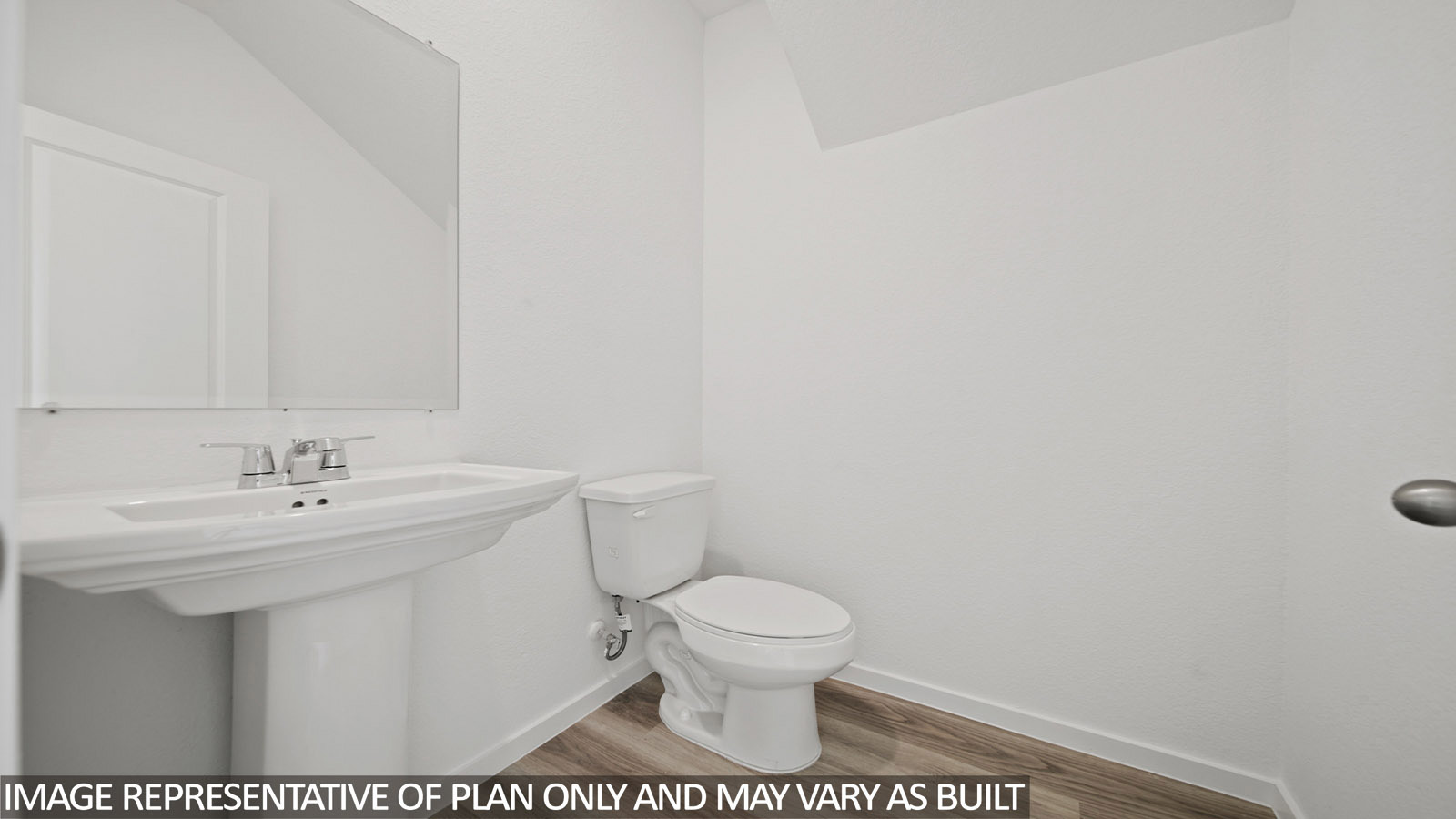 Gardenia secondary half bath with vanity sink and mirror.