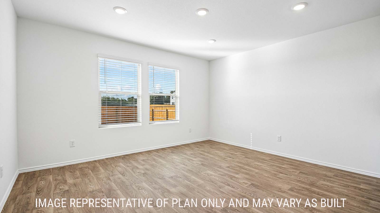Iris living room with vinyl flooring and windows for natural lighting.