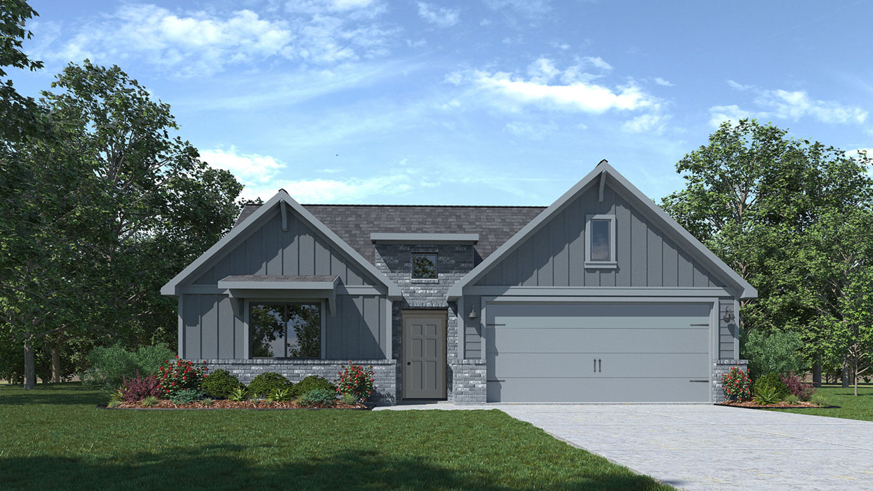 Texas Cali F Elevation with Brick.