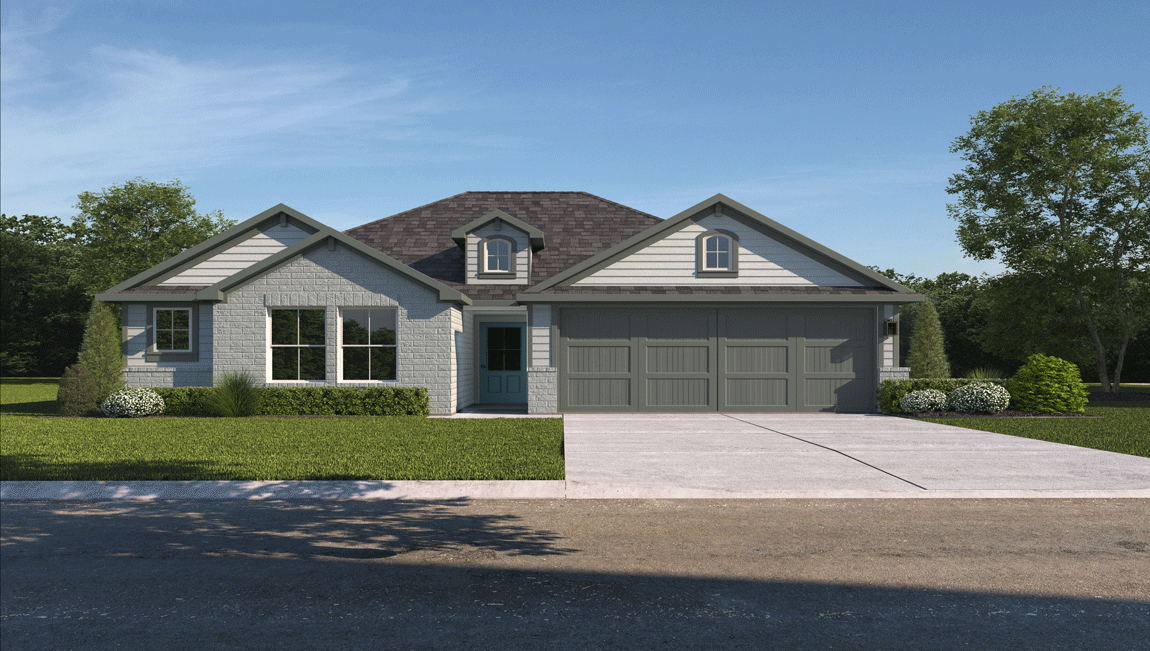 Bellvue H Elevation with Brick.