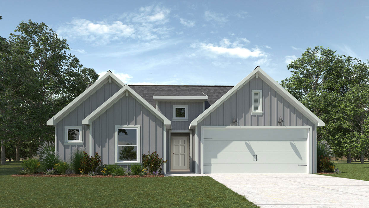 Bellvue F Elevation with Brick.