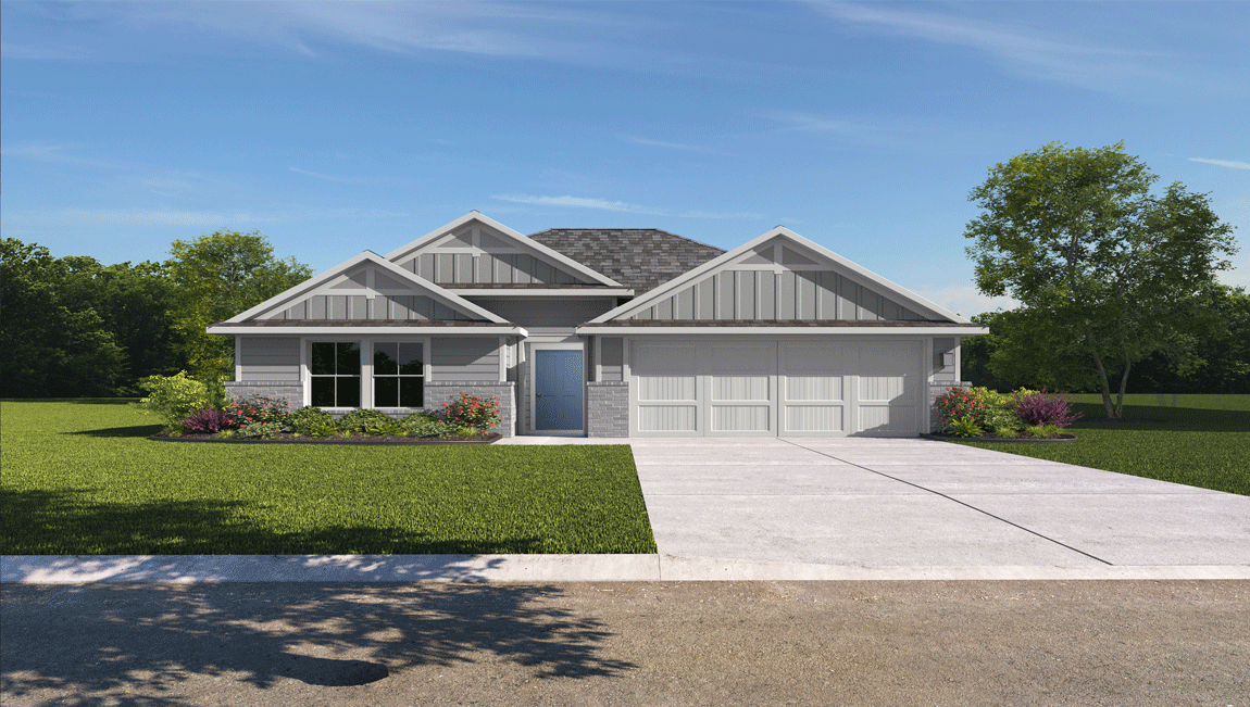 Texas Cali H Elevation with Brick.