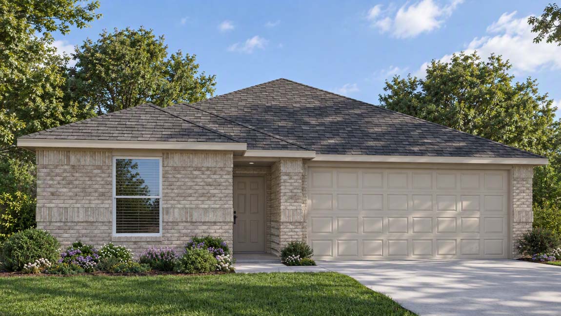 Welcome to the Easton floorplan! This beautiful single-story home offers 4 bedrooms, 2 bathrooms, a 2-car garage, and 1,680 square feet of thoughtfully designed living space.   Near the entry, you’ll find two secondary bedrooms with carpet flooring, bright windows, and spacious closets. A full bathroom with vinyl flooring and a tile tub is conveniently located between them. Farther down the foyer, you’ll find the utility room and a third secondary bedroom, perfect for guests, a home office, or study.   The open-concept family room, dining area, and L-shaped kitchen create a welcoming space for everyday living and entertaining. Enjoy vinyl flooring, abundant natural light, stainless steel appliances, a kitchen island, and a tall pantry.   The private primary bedroom features carpet flooring and two large windows. The primary bathroom includes vinyl flooring, a standing shower, linen nook, private toilet room, and access to a walk-in closet.   Step outside to the covered patio with overhead lighting and enjoy your spacious backyard. You’ll love the comfort and functionality of the Easton. Stop by for a tour today!