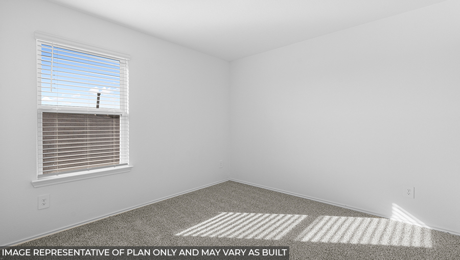 Secondary bedroom with shag carpet flooring and bright window