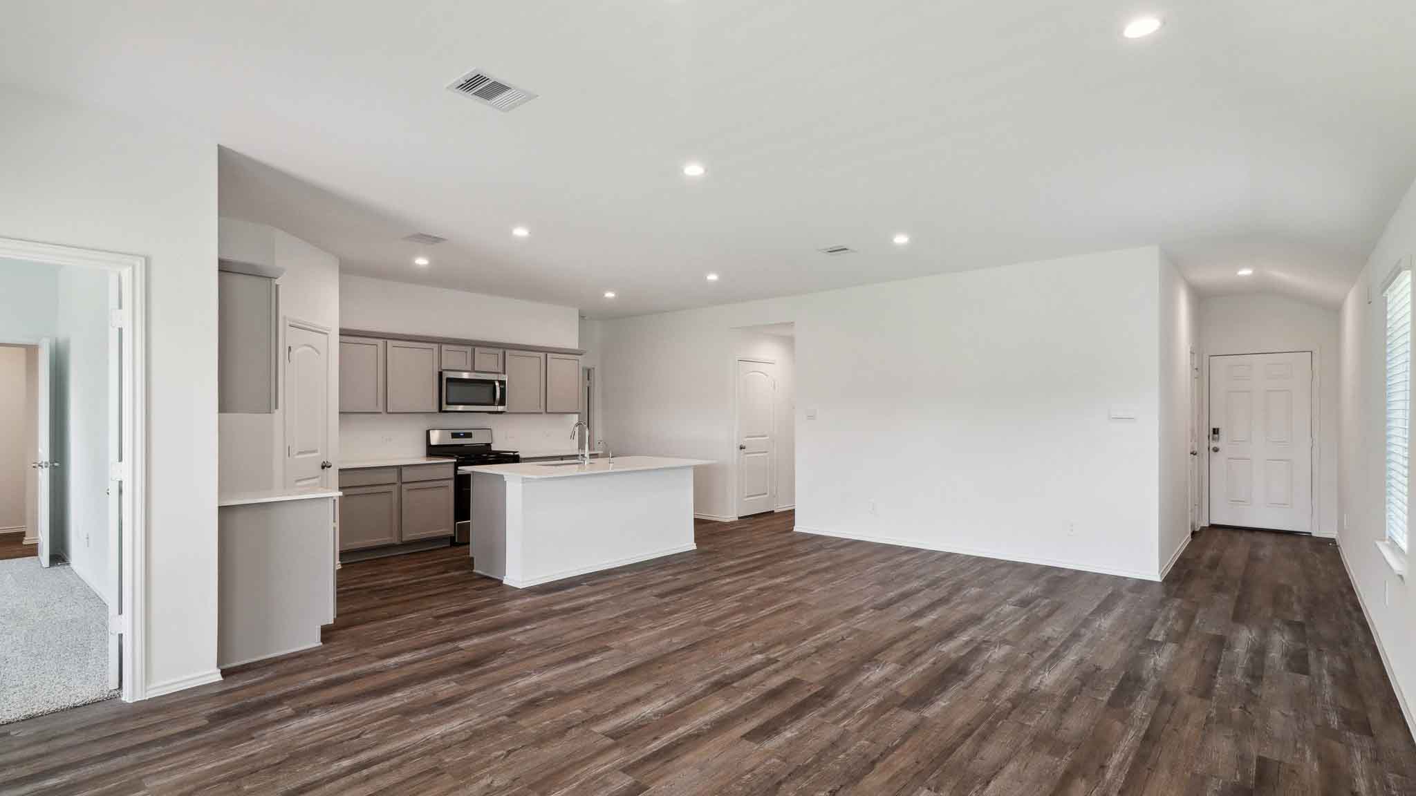 Open concept living and dining room.