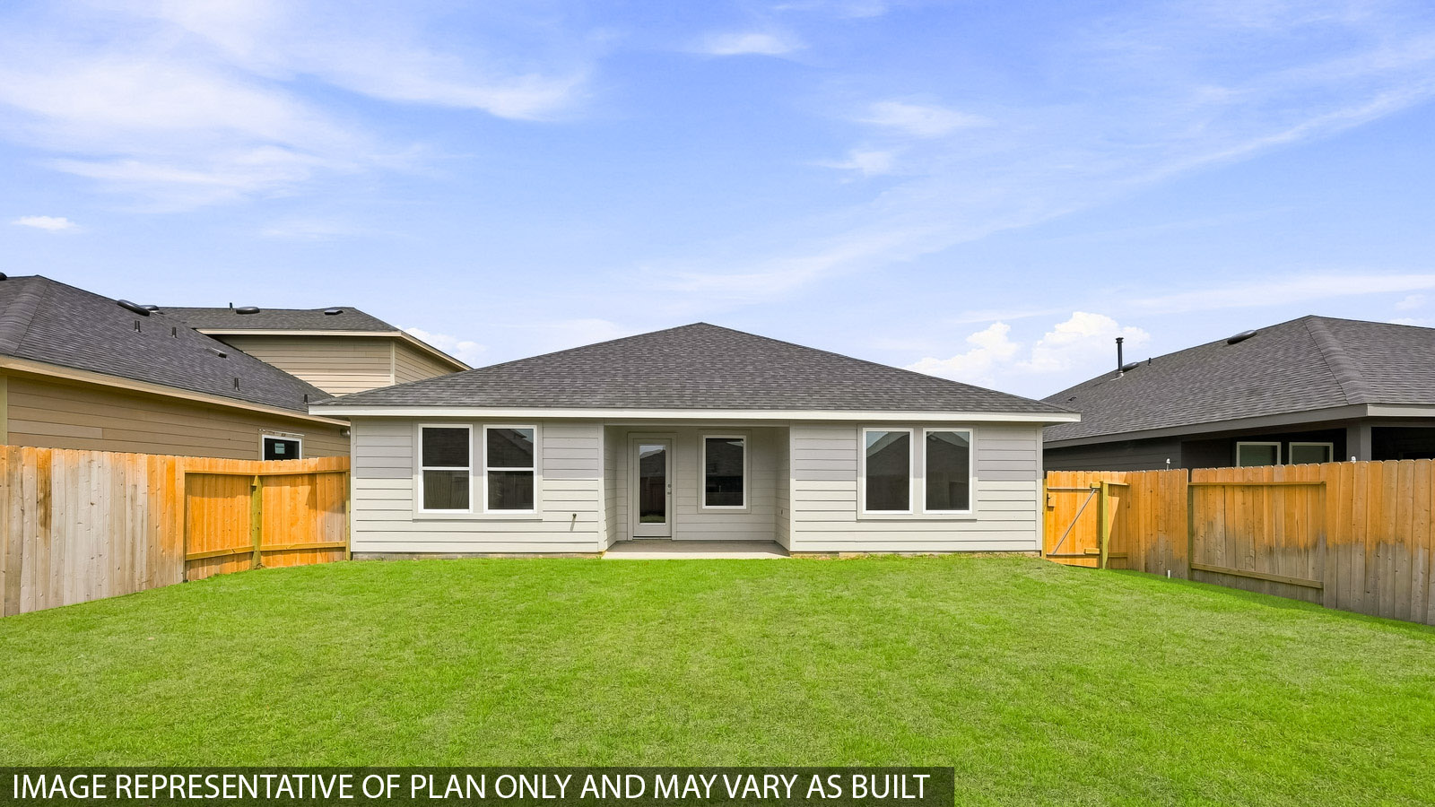 covered patio with jamies hardie siding and overhead lighting