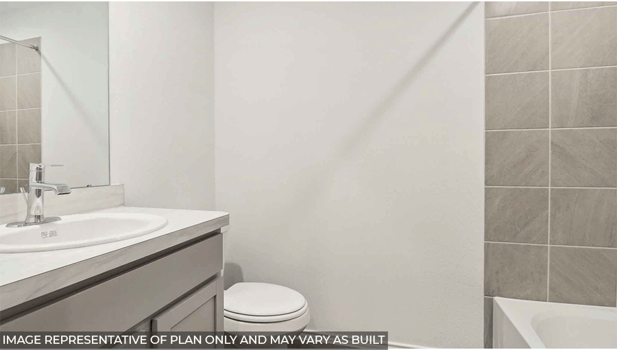 secondary bathroom with tub/shower combo