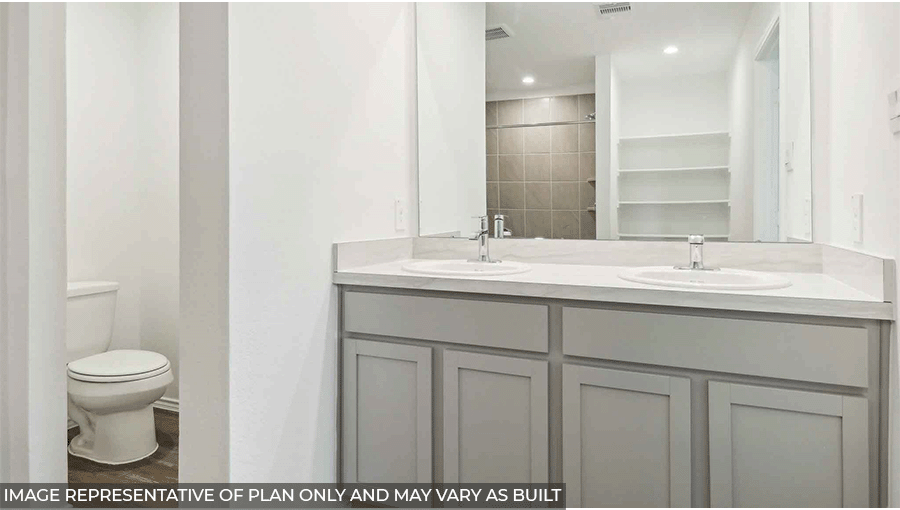 primary bathroom with double sinks