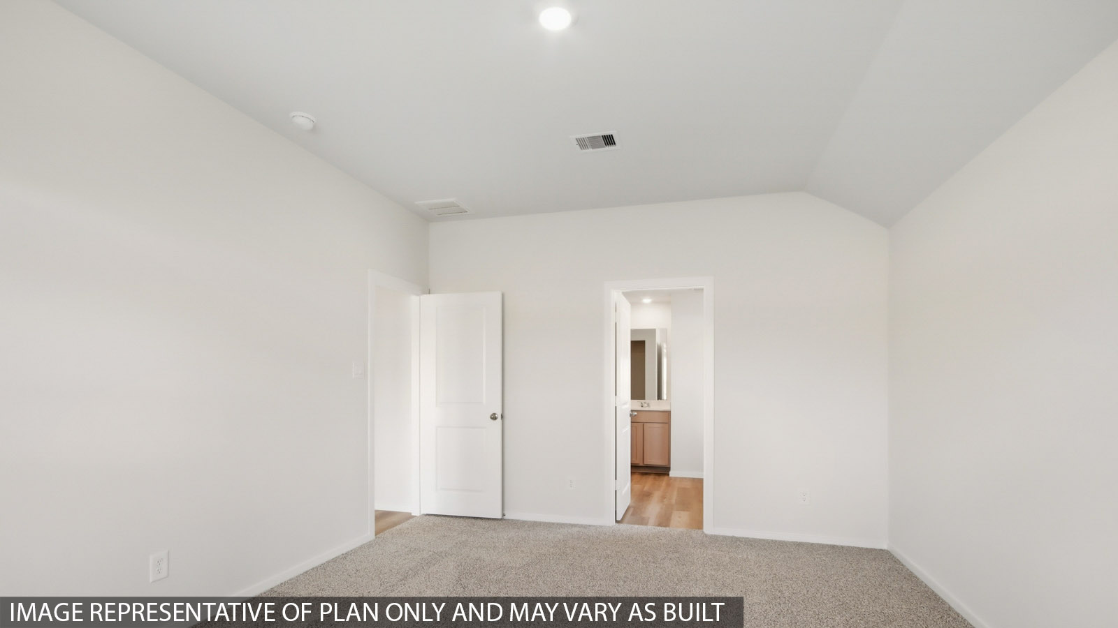 Large Primary bedroom with shag carpet flooring and bright window