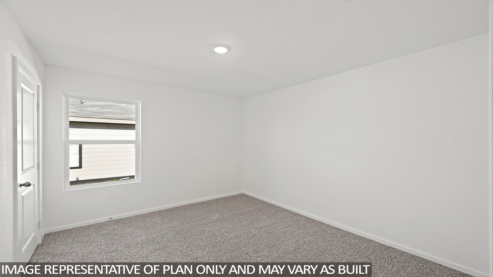 Secondary bedroom with shag carpet flooring and bright window