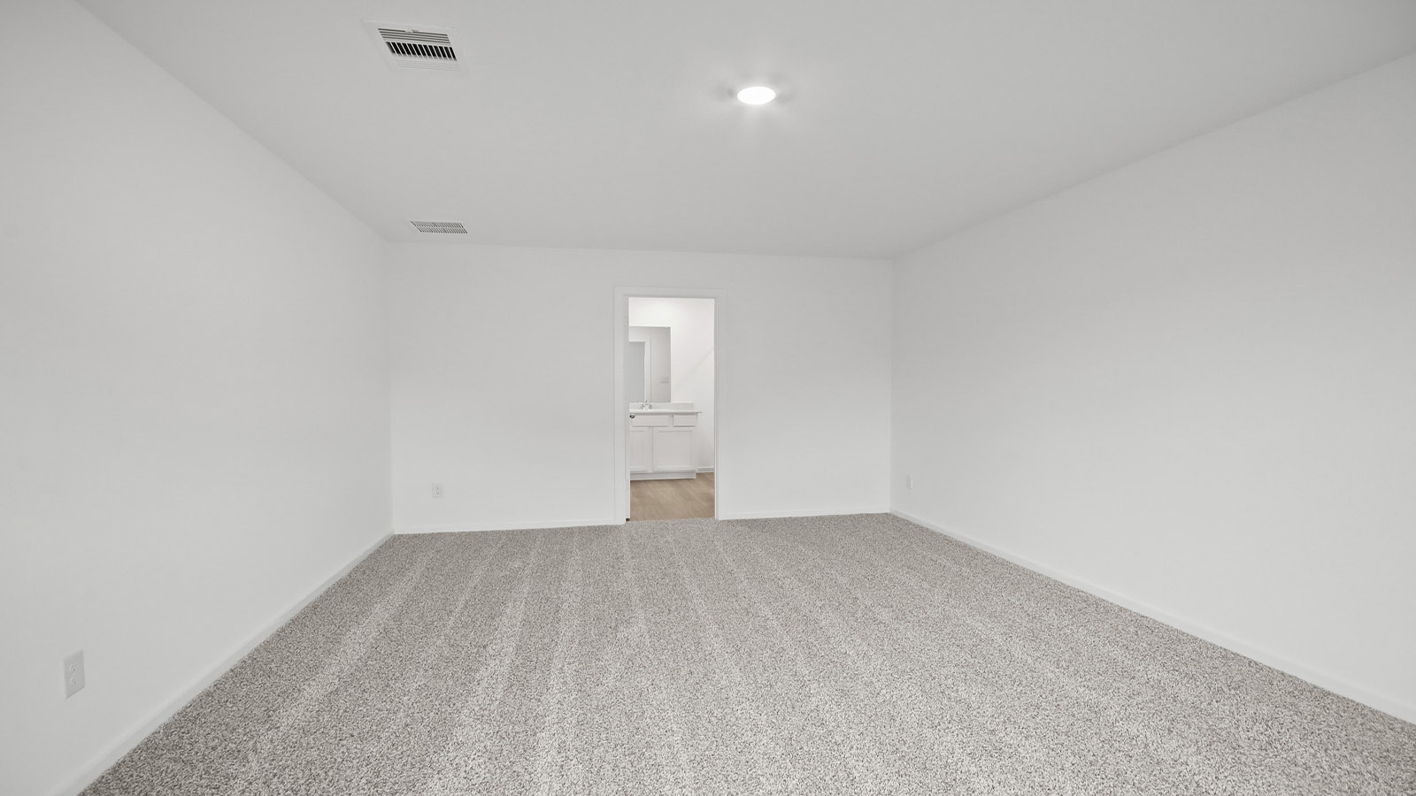 Large Primary bedroom with shag carpet flooring and bright window