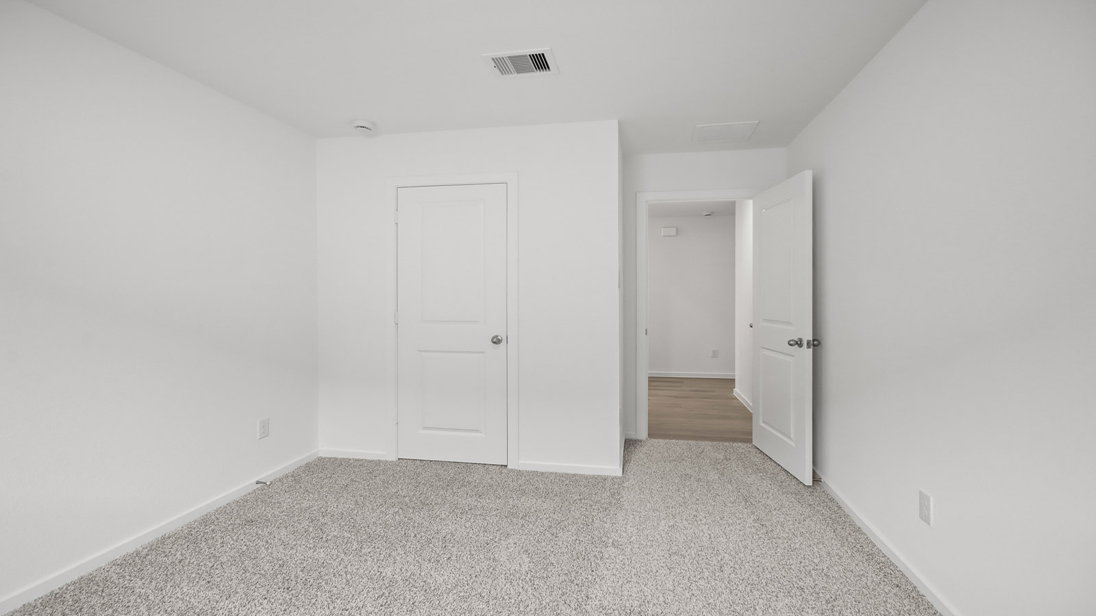 Secondary bedroom with shag carpet flooring and bright window