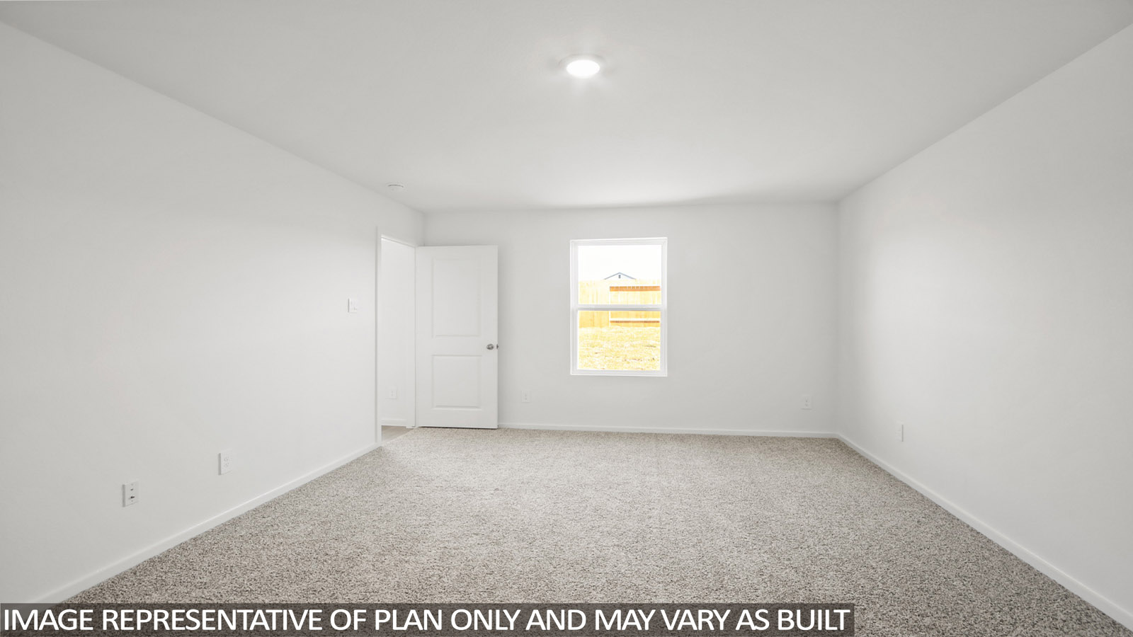 Large Primary bedroom with shag carpet flooring and bright window