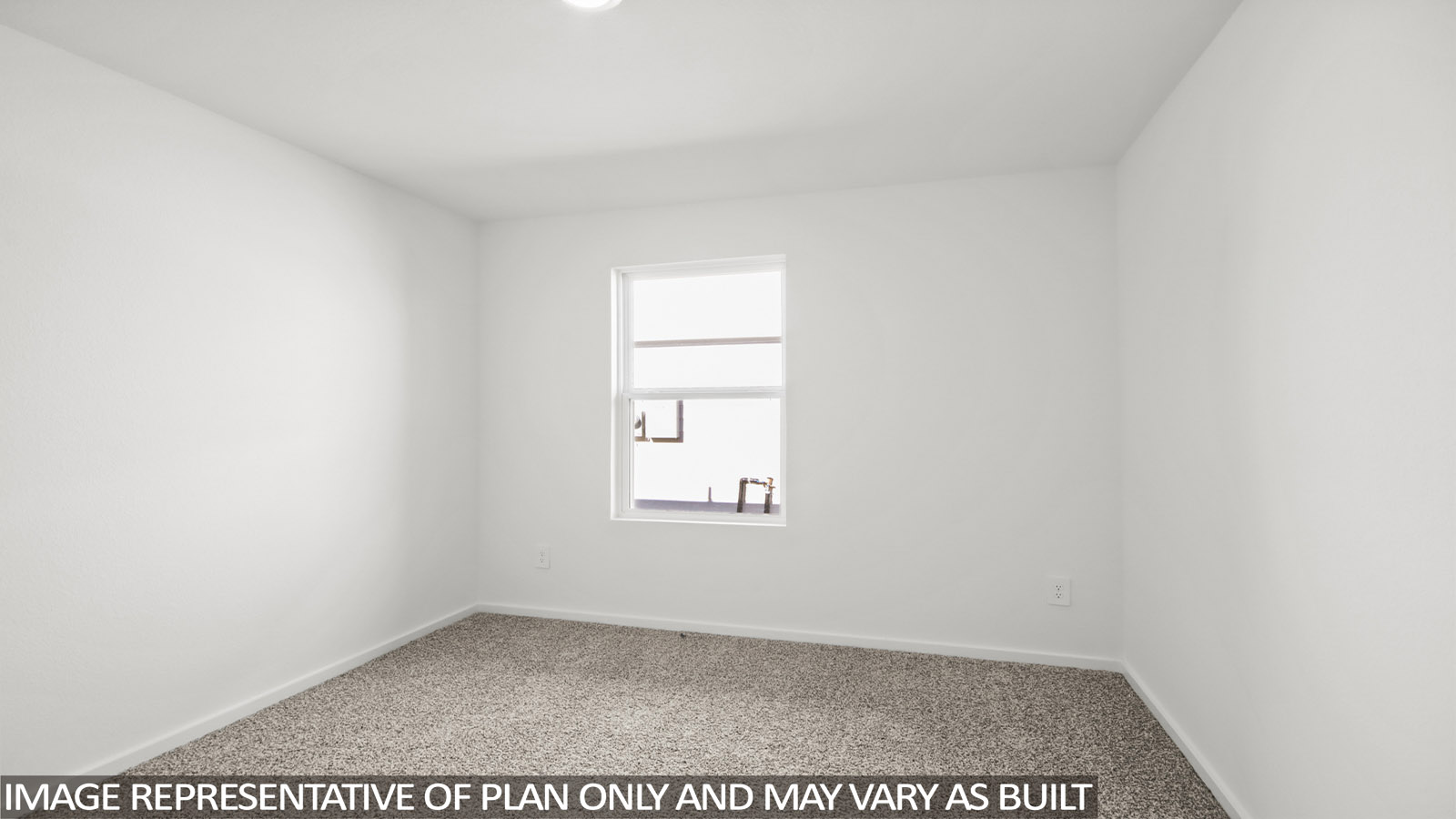 Secondary bedroom with shag carpet flooring and bright window